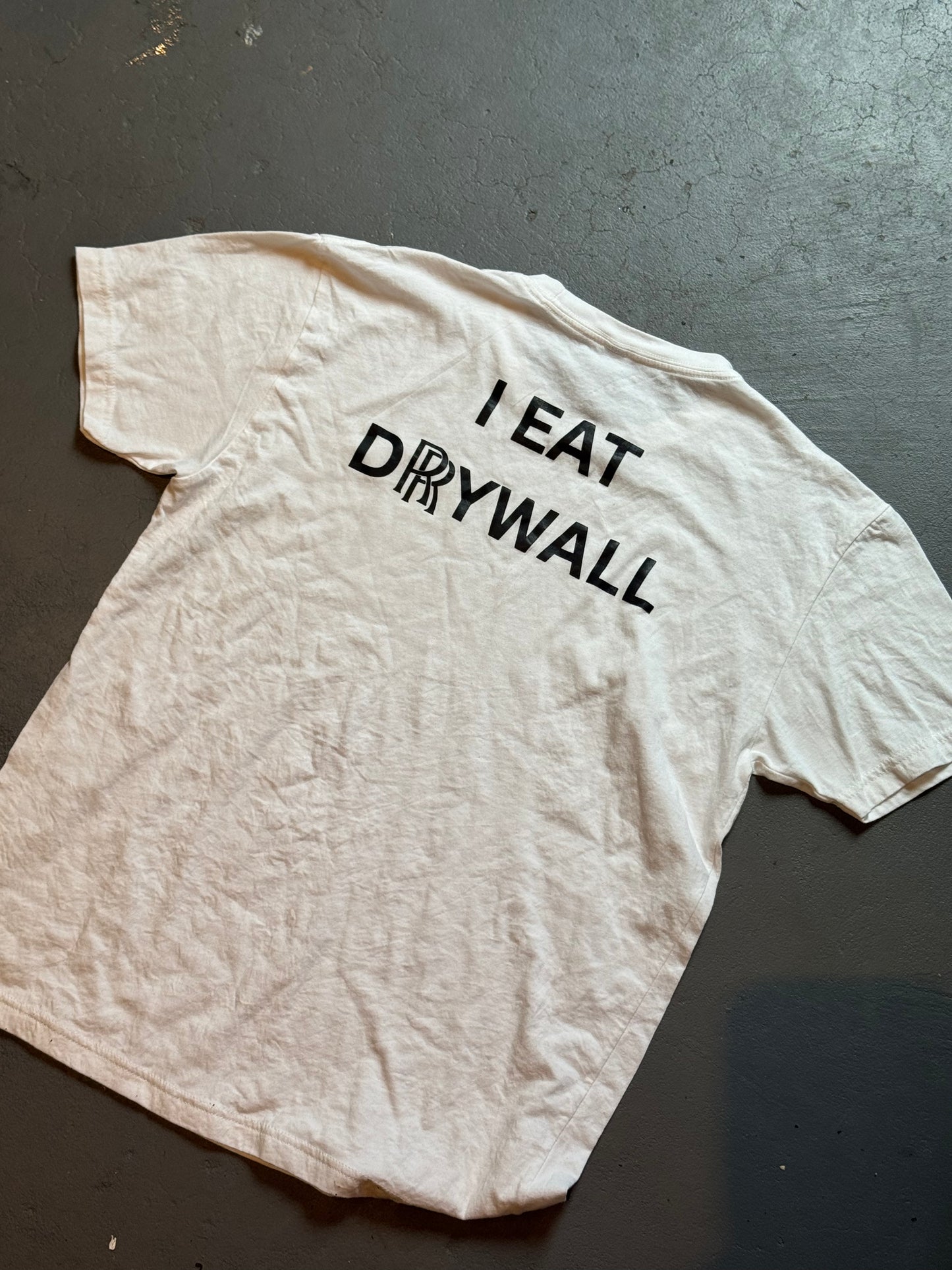 White I EAT DRYWALL Short Sleeve Shirt